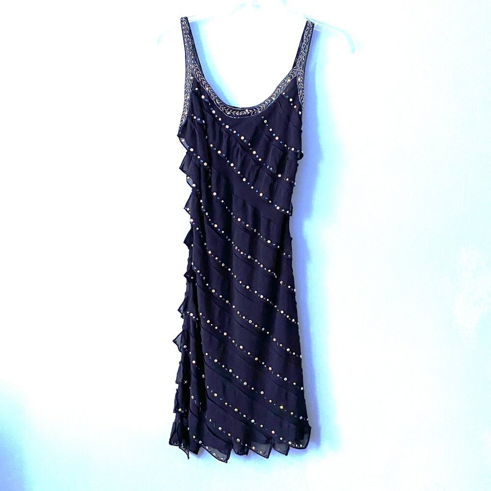 Cocktail Dress by DeLaru - Mini - Vintage XS– Navy Blue with Rhinestones